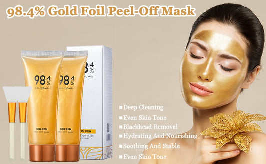 24K Gold Foil Peel-Off Face Mask (Pack of 2)